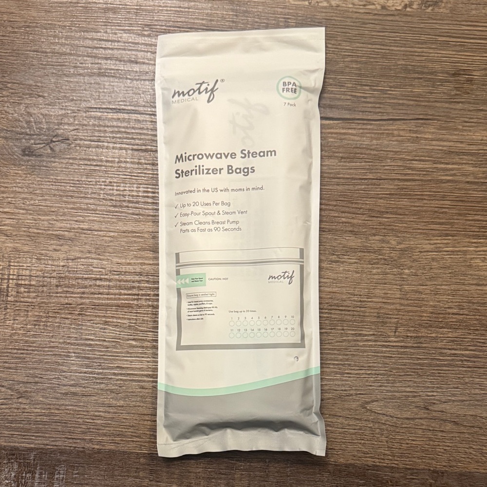 Motif Microwave Steam Sterilizer Bags - White with Mint Accents